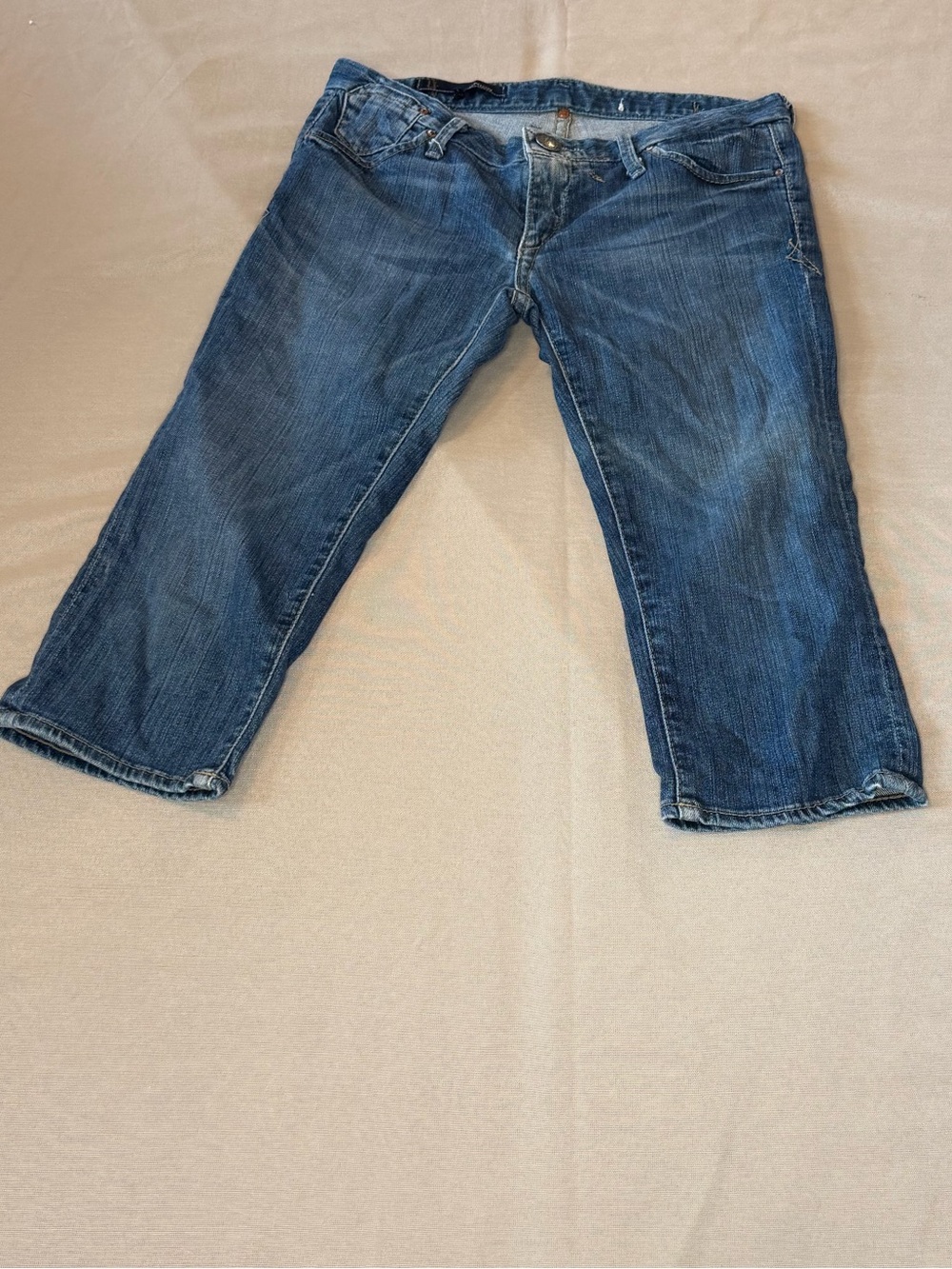 Classic Blue Cropped Denim Jeans Clamdiggers - Relaxed Ankle Fit